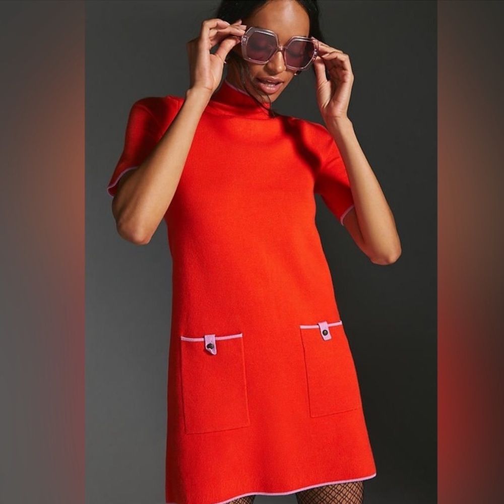 Anthropologie’s The Annalise Mock-Neck Sweater Dress by Maeve